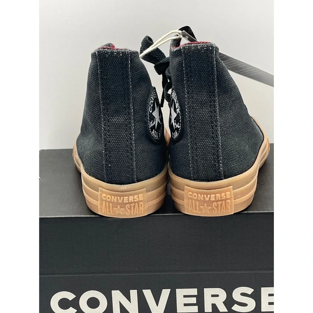 Converse Chuck Taylor All Star High Top Youth 12 Black Plaid Lining A12436C Gum